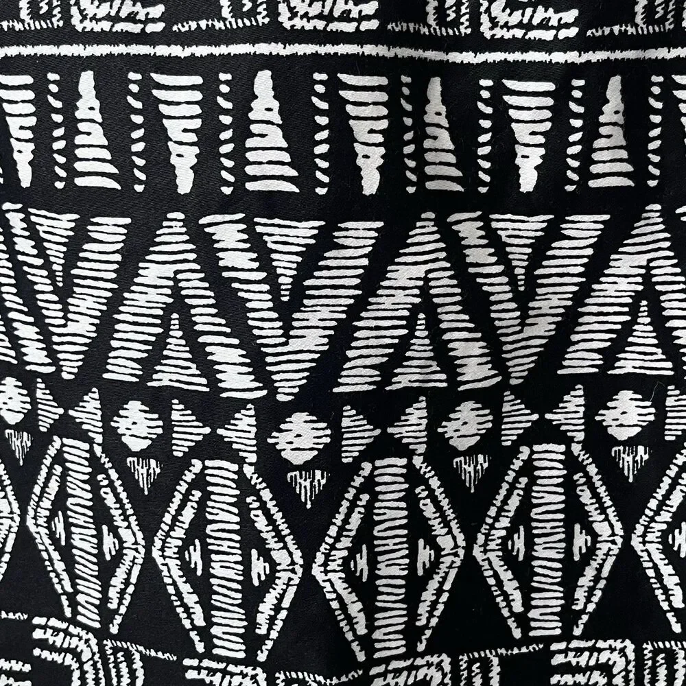 Cynthia Rowley Women's Tribal Black & White Print Cotton Pencil Skirt,‎ Size 14